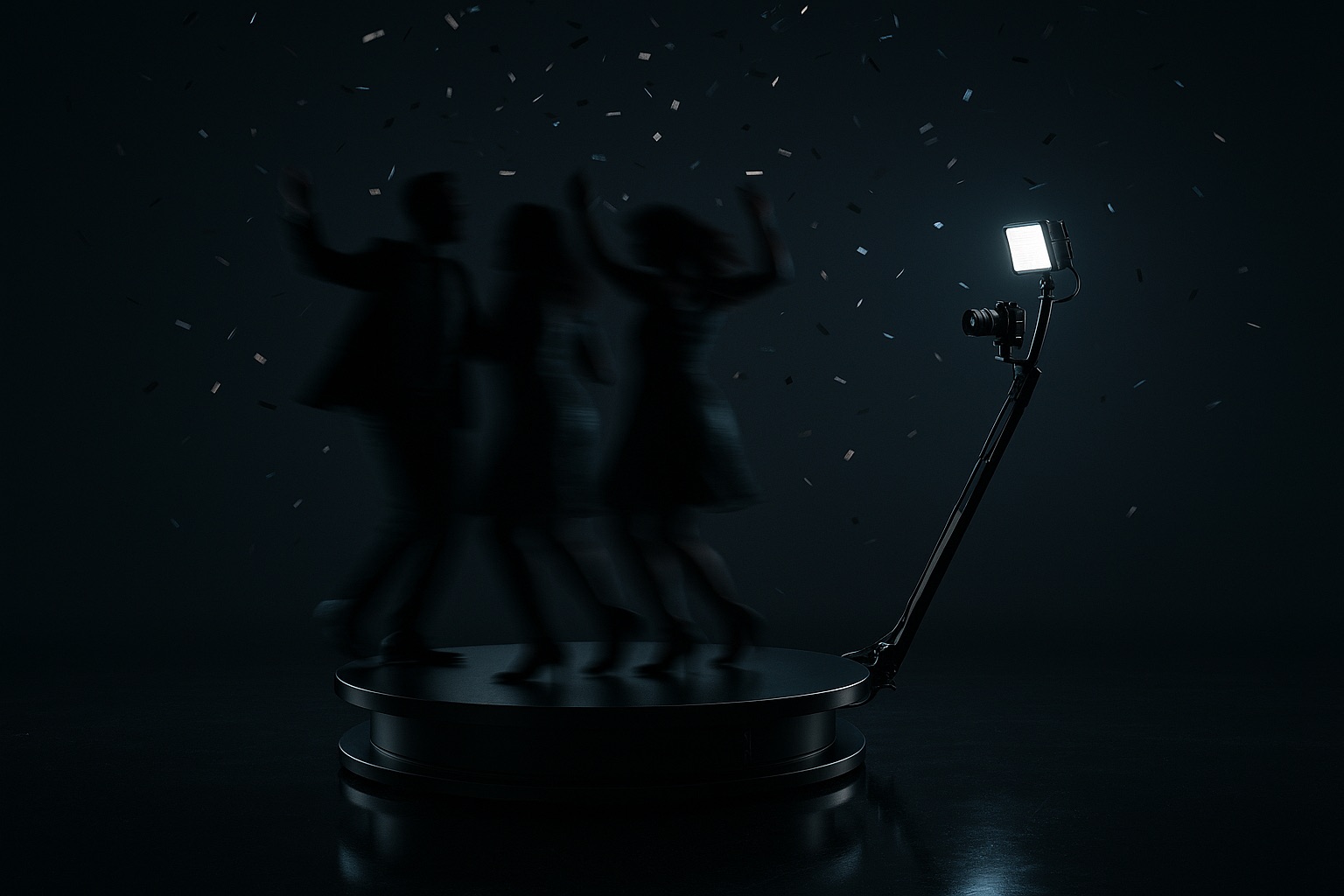 Premium 360 photo booth platform spinning at an event